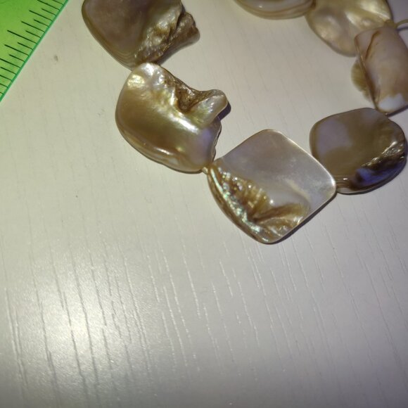 Shiny Diamond Shaped Shell Beads Bracelet Elastic Vintage small - Picture 3 of 6